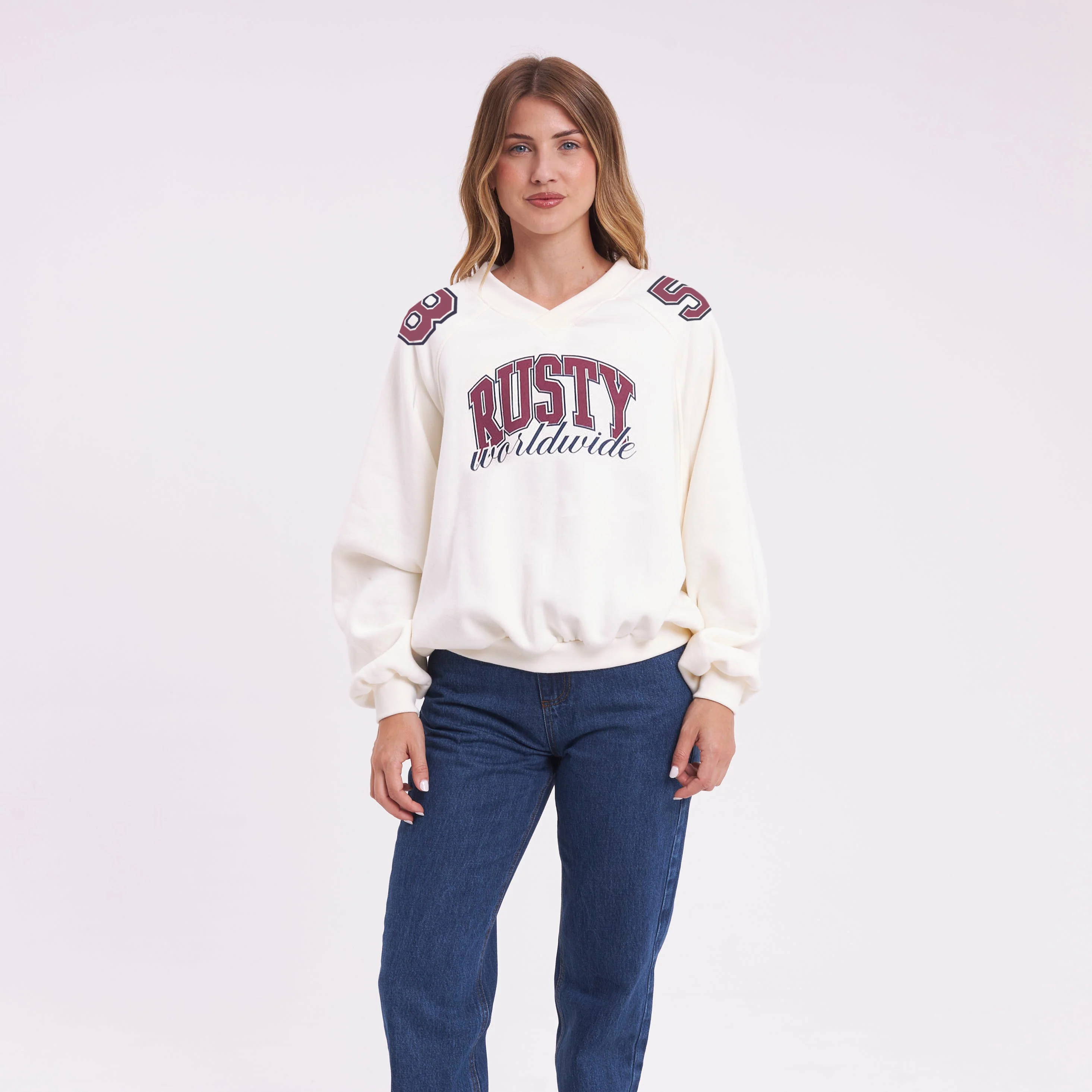 Buzo Rusty Lovefool V Neck Crop Crew Ld Egret - Image 3