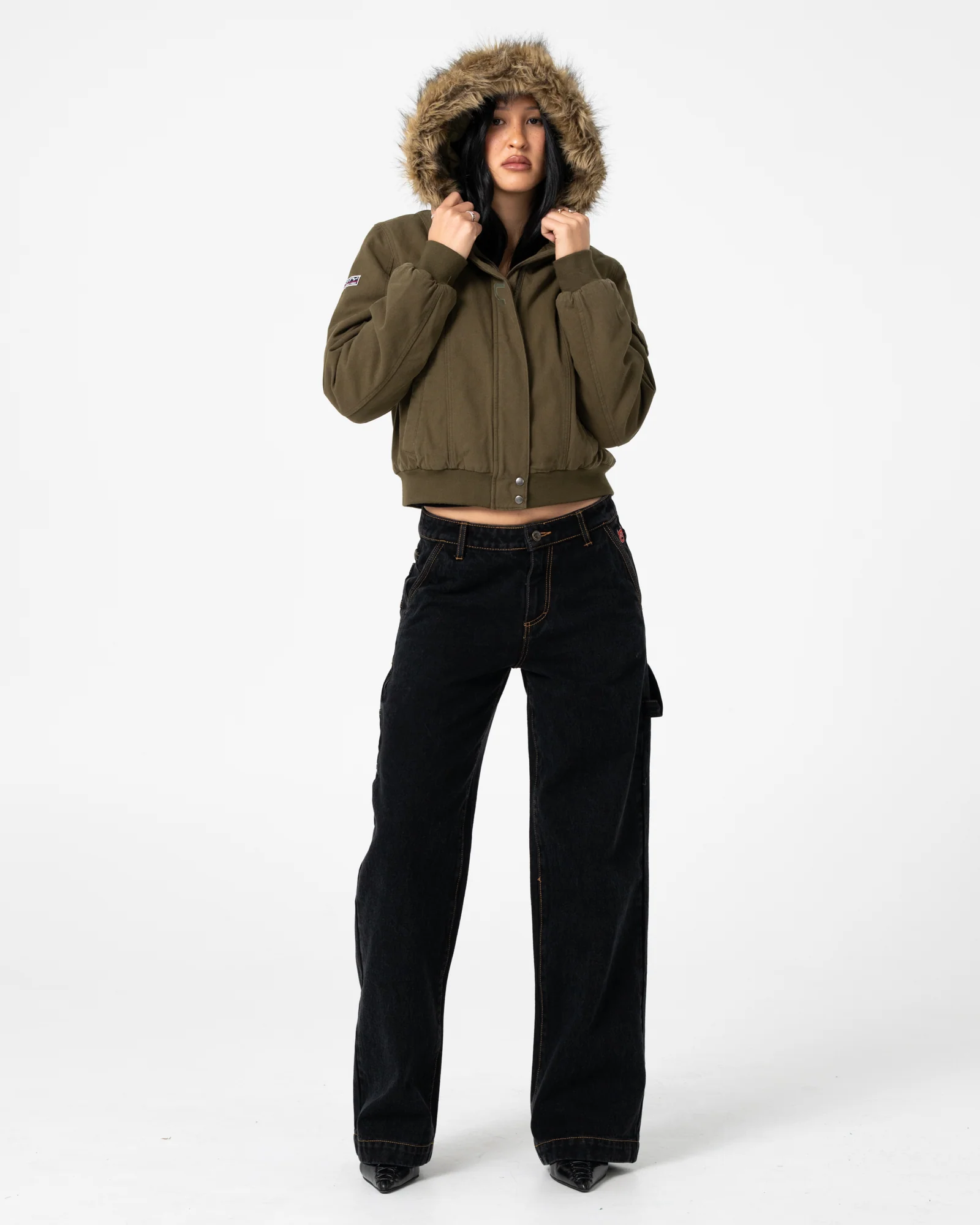 Campera Abrigo Rusty Ultra Furry Bomber Jacket Army Green - Image 5