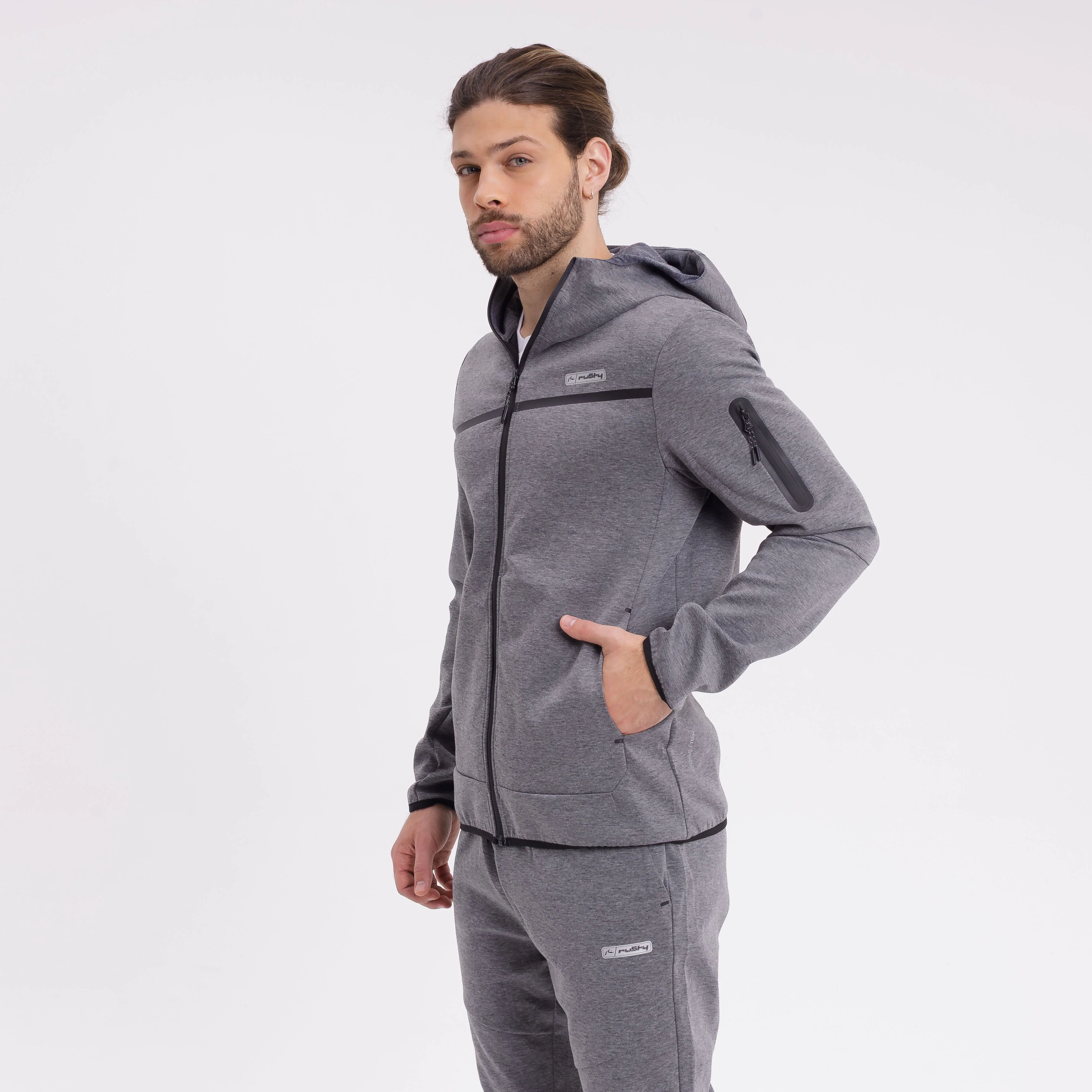 Campera Canguro Rusty Spyder Zip Hood Grey Marle - Image 3