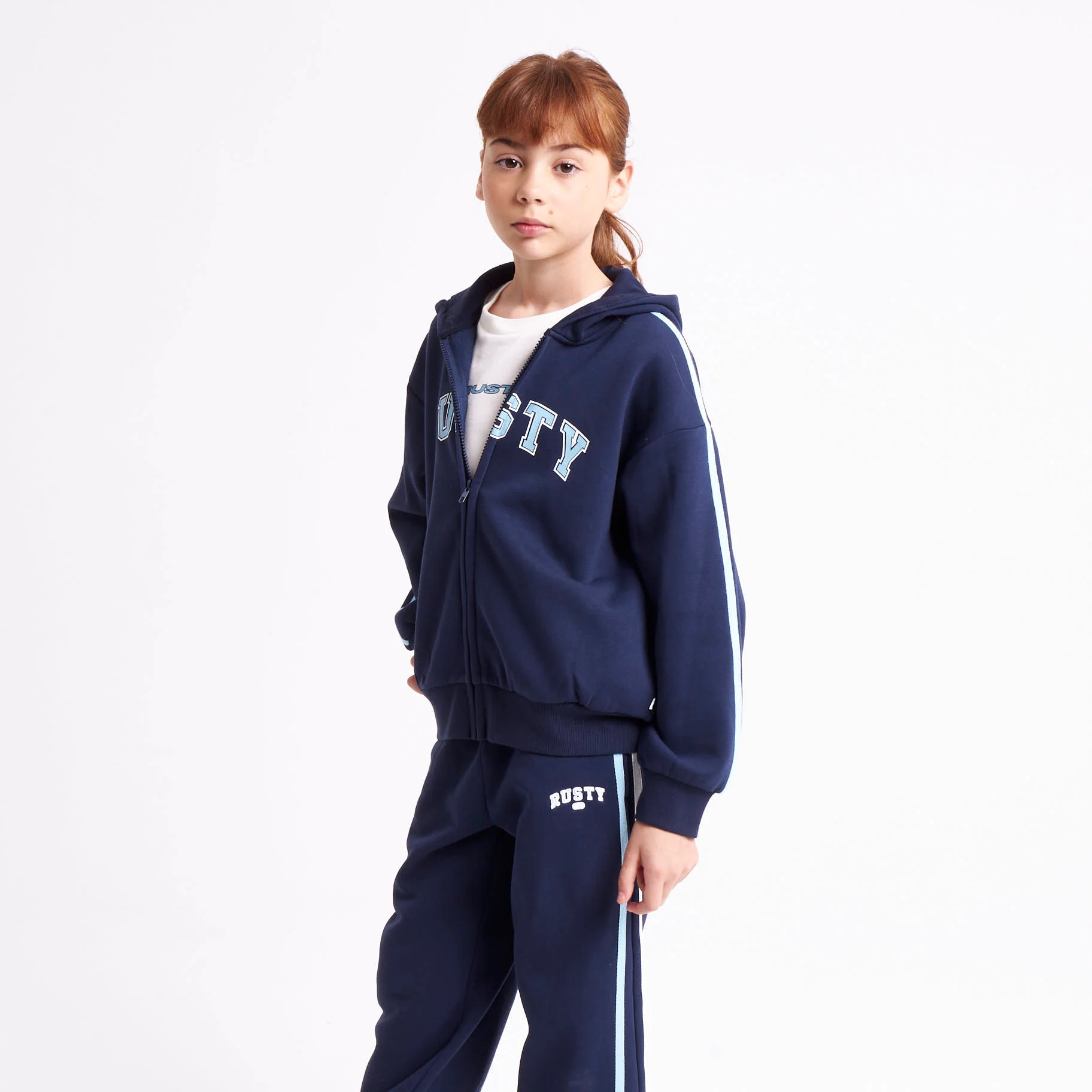 Campera Canguro Rusty Girls Team Varsity Zip Through Hood Navy - Image 9