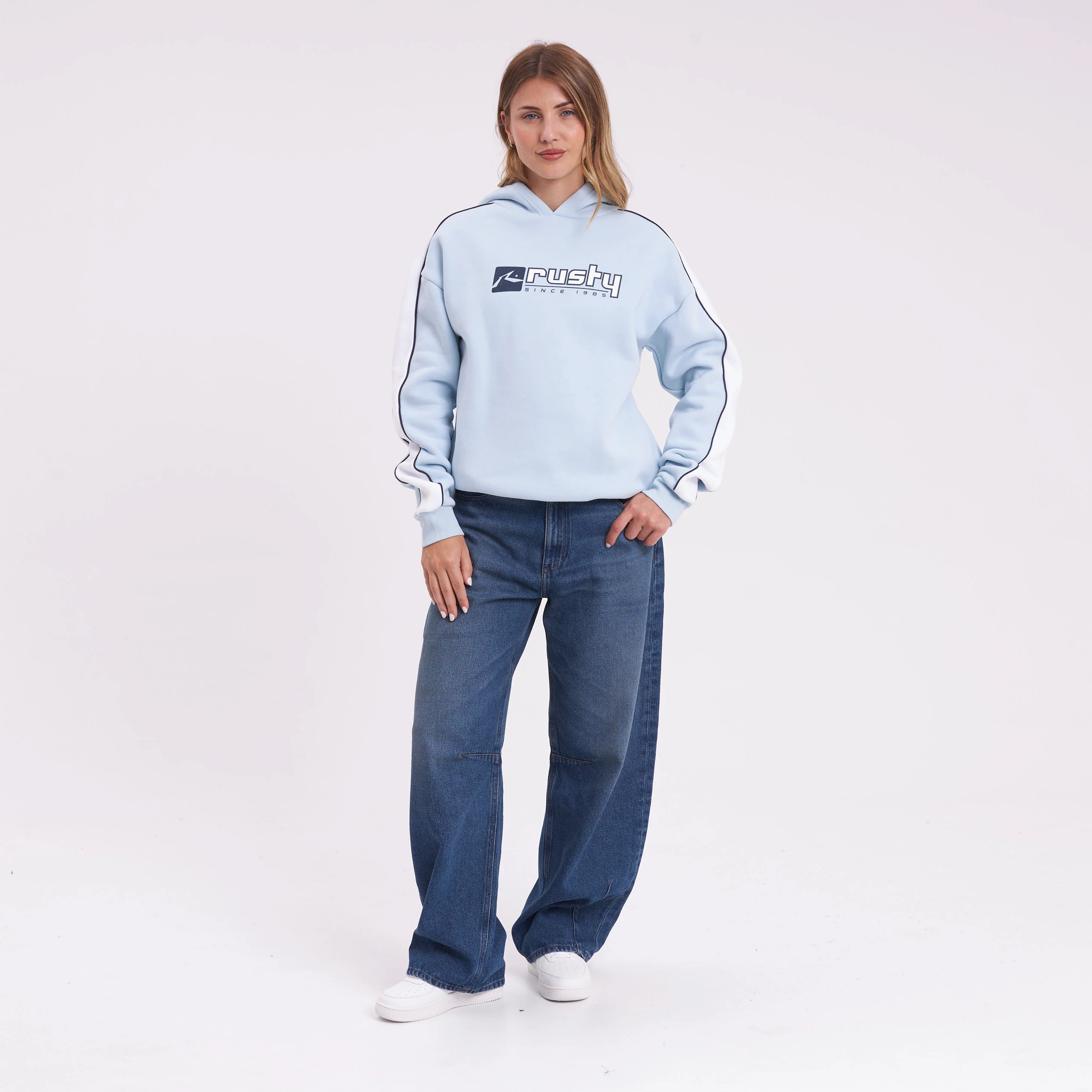 Canguro Rusty Hailstone Oversized Hooded Fleece Retro Blue - Image 7