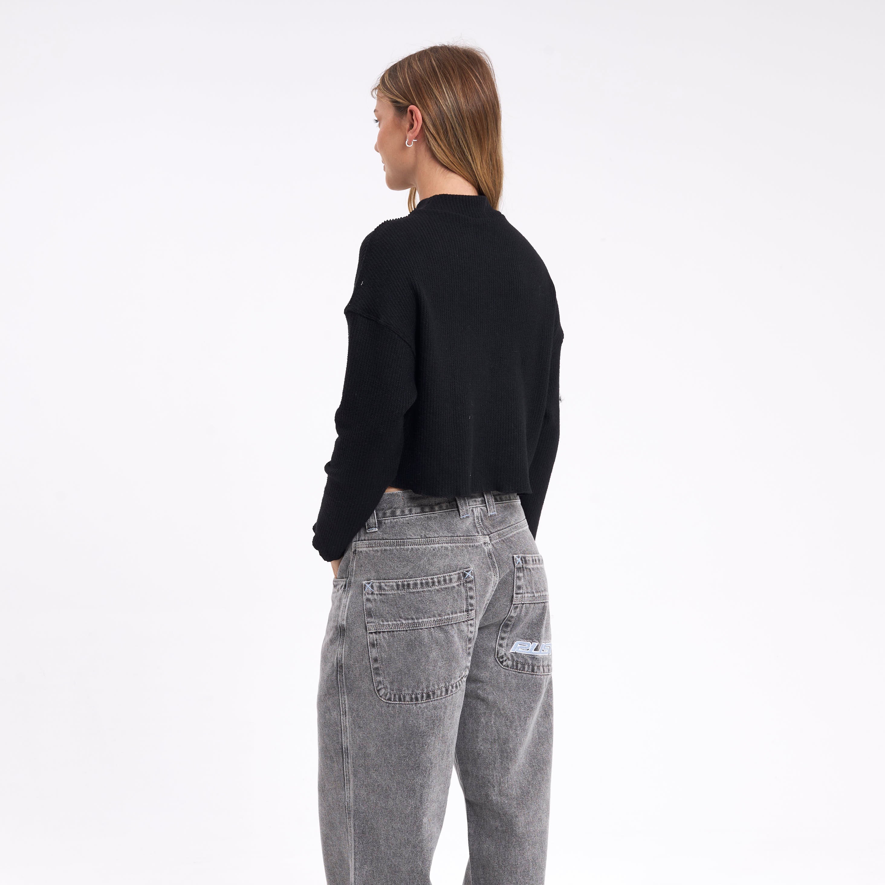 Fashion Top Rusty Shadow Knit Ls Tee Ld Black - Image 3