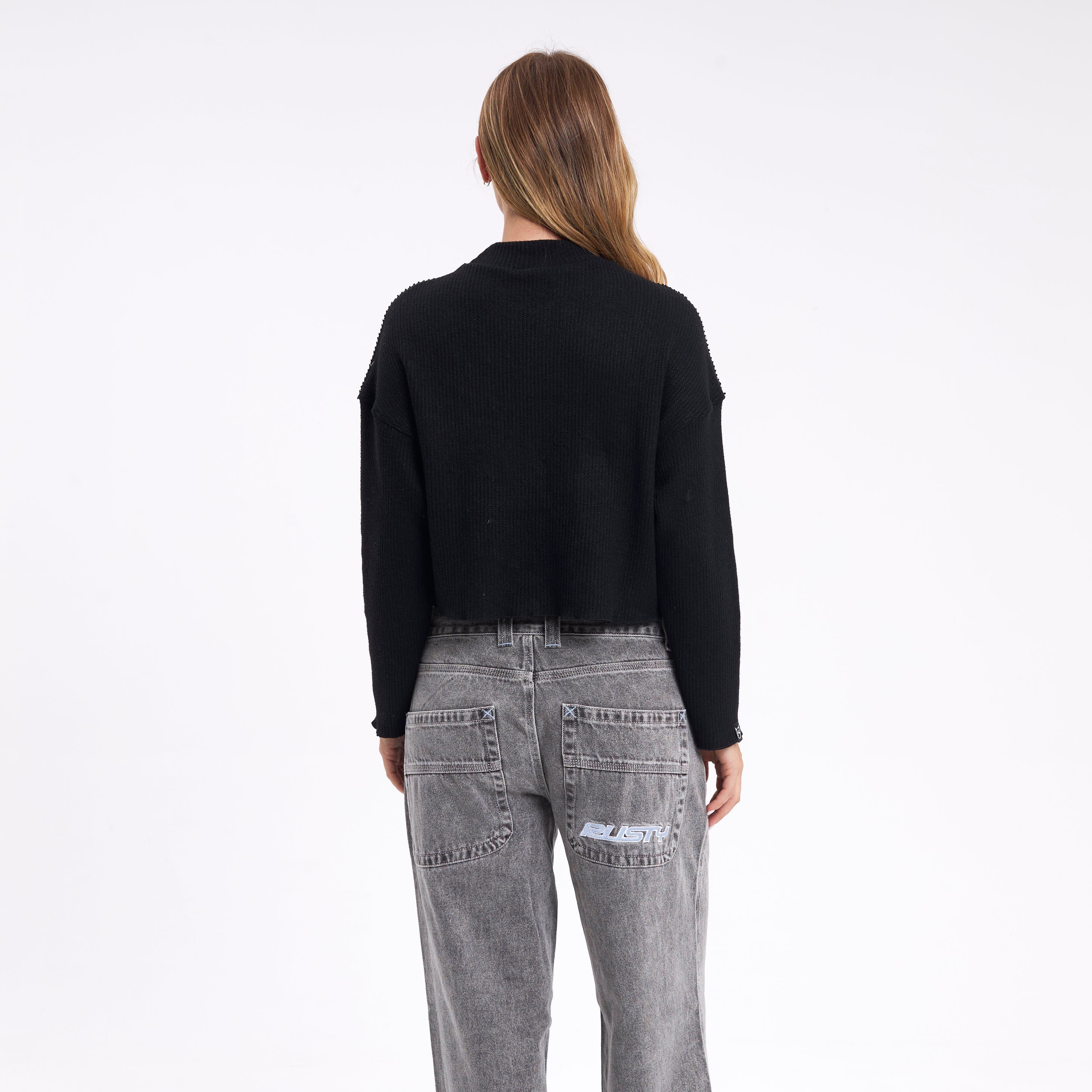 Fashion Top Rusty Shadow Knit Ls Tee Ld Black - Image 4