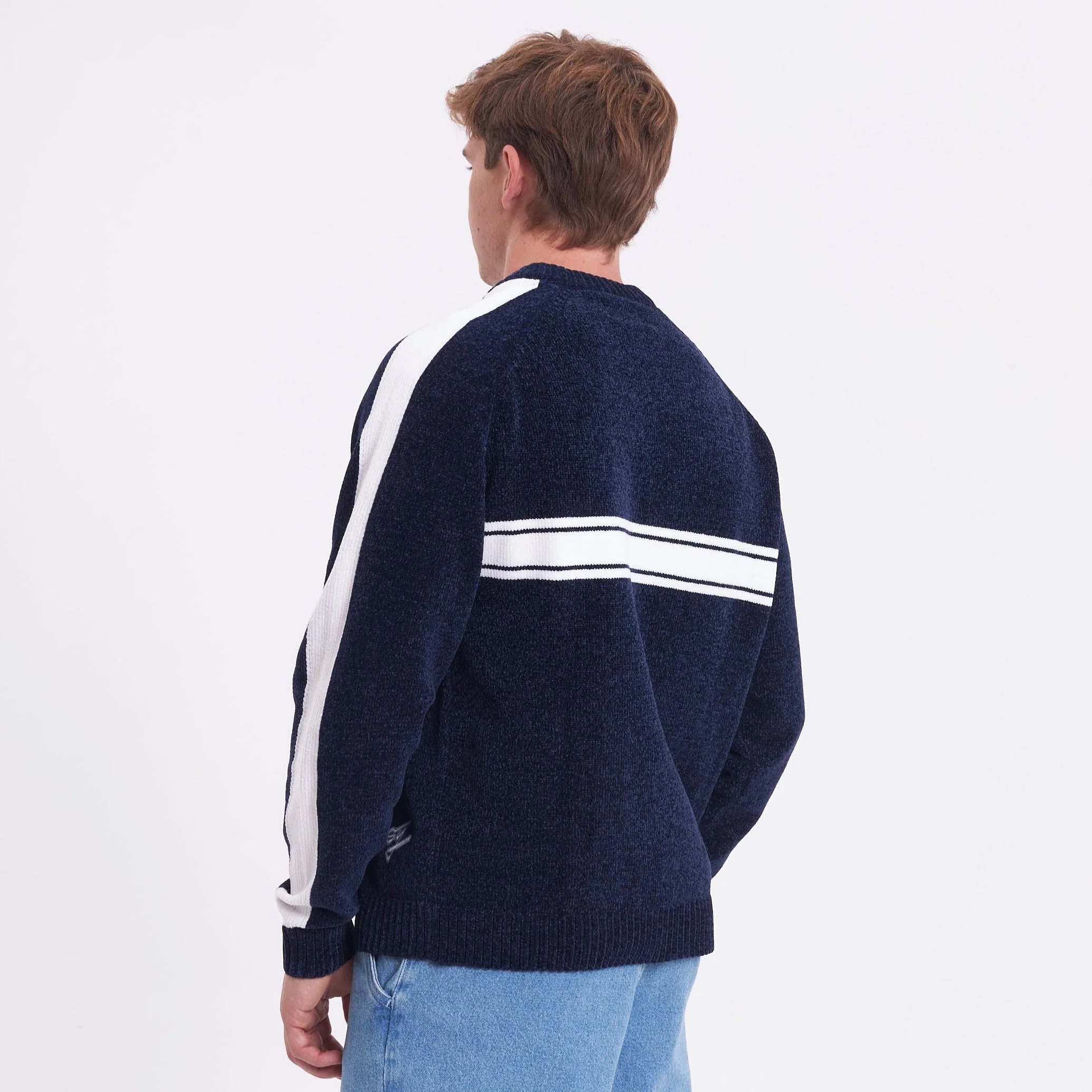 Sweater Rusty White Lines Chenille Dark Blue - Image 3
